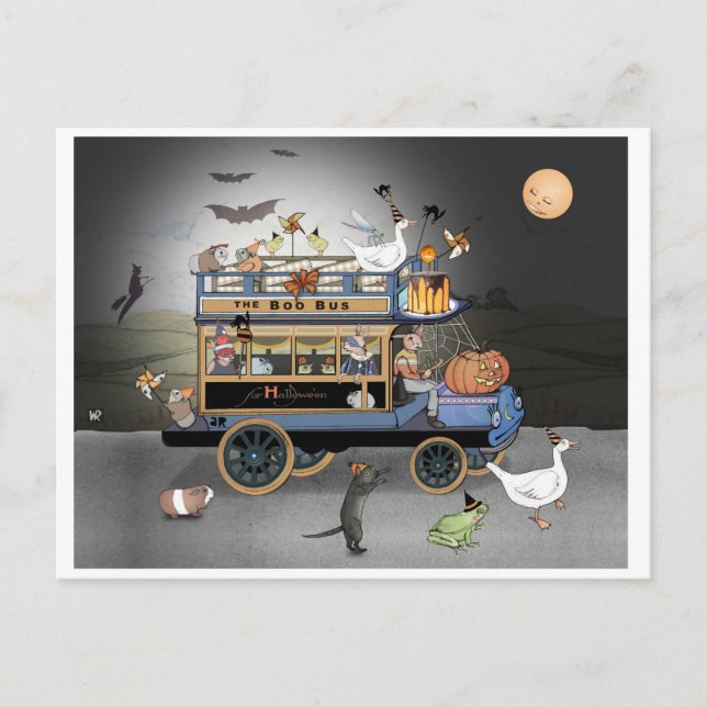 Halloween Boo! Bus Postkarte (Vorderseite)