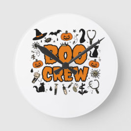 Halloween Boo Crew Clock - Playful Ghost Zuhause D Runde Wanduhr