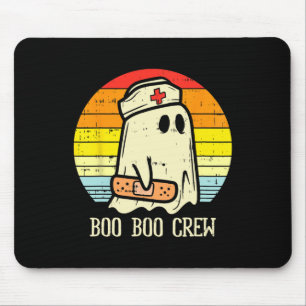Halloween Boo Crew Ghost Nurse Retro Halloween Mousepad