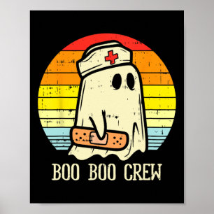 Halloween Boo Crew Ghost Nurse Retro Halloween Poster