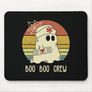 Halloween Boo Crew Nurse Ghost Women Hallowee Mousepad