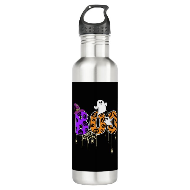 Halloween Boo Edelstahlflasche (Vorderseite)