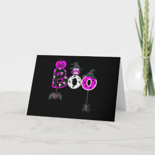 Halloween Boo Eule mit Hexenhut Spinnen Jungen Mäd Karte