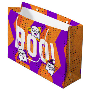 Halloween BOO Geister Orange Partytüte Große Geschenktüte