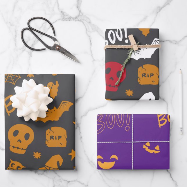 Halloween Boo! Geschenkpapier Set (Vorderseite)