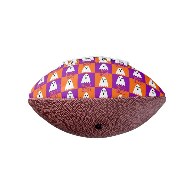 Halloween Boo Ghost Lila und Orange Squares Football (Gedreht 270)