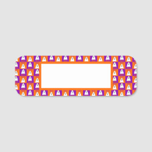 Halloween Boo Ghost Lila und Orange Squares Namensschild