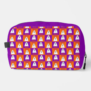 Halloween Boo Ghost Lila und Orange Squares Waschbeutel