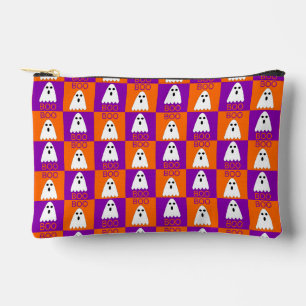 Halloween Boo Ghost Lila und Orange Squares Zubehörtasche