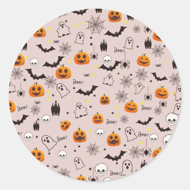 Halloween Boo Ghost Niedlich Runder Aufkleber (Vorderseite)