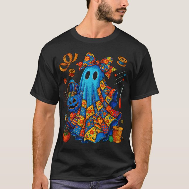 Halloween Boo Ghost Patchwork Quilter Quilter Quil T-Shirt (Vorderseite)
