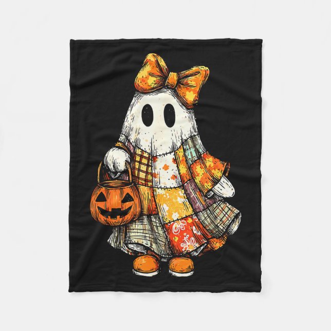 Halloween Boo Ghost Patchwork Quilter Quilting Sew Fleecedecke (Vorderseite)