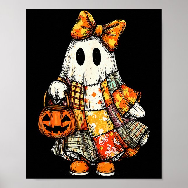 Halloween Boo Ghost Patchwork Quilter Quilting Sew Poster (Vorne)