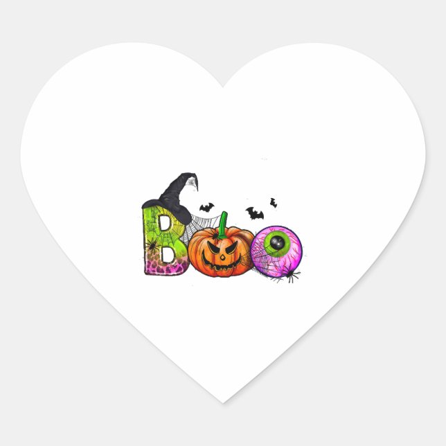 HALLOWEEN BOO Herz-Aufkleber (Vorderseite)