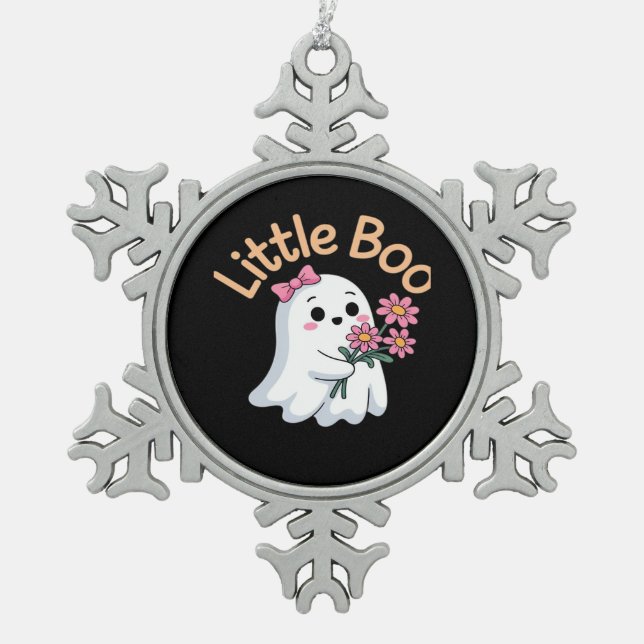 Halloween Boo Niedlich Family Schneeflocken Zinn-Ornament (Vorderseite)