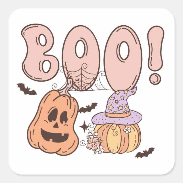 Halloween Boo Quadratischer Aufkleber (Vorderseite)