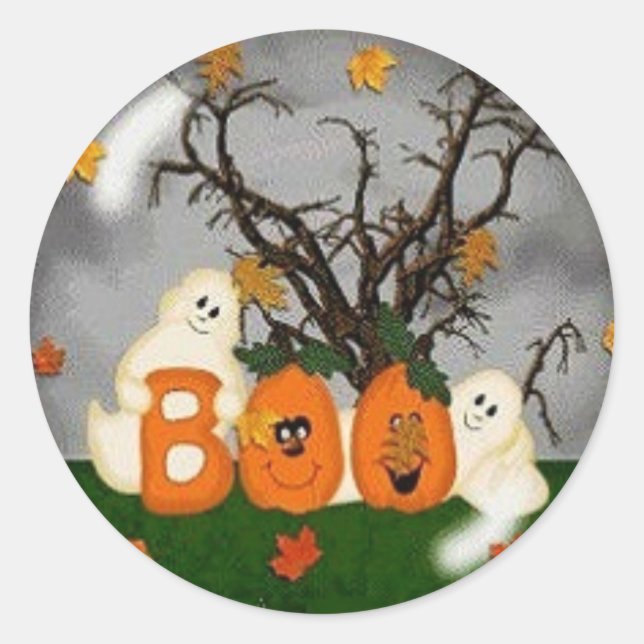 Halloween Boo Runder Aufkleber (Vorderseite)