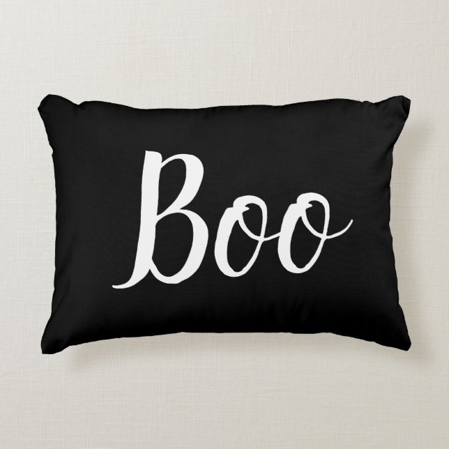 Halloween Boo Schwarz-weiß Accent Pillow Dekokissen (Vorderseite)