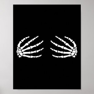 Halloween Boo Skeleton Hands Breast Fun Costume Sc Poster