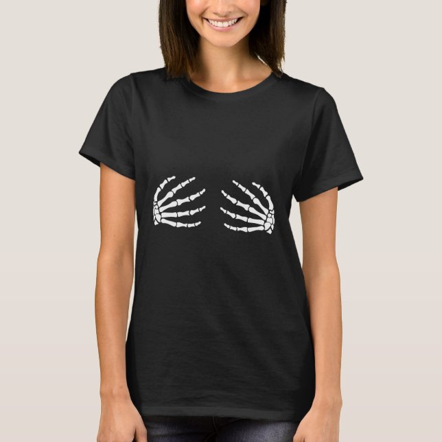 Halloween Boo Skeleton Hands Breast Fun Costume Sc T-Shirt (Vorderseite)