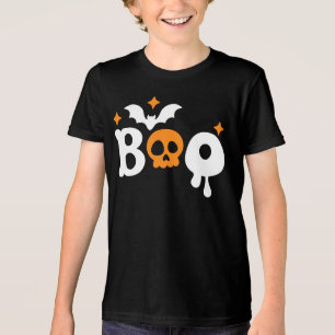 Halloween Boo Skull Bats Moderne Typografie Tri-Blend Shirt
