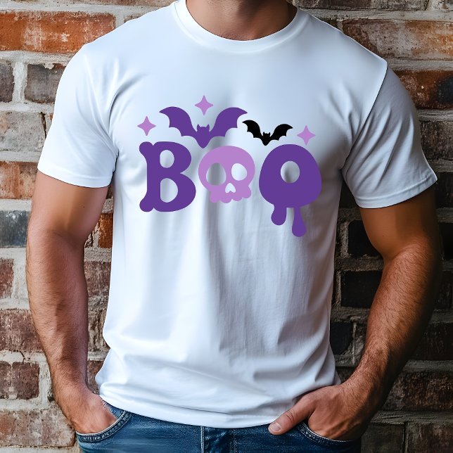 Halloween Boo Skull Bats Moderne Typografie Tri-Blend Shirt (Von Creator hochgeladen)