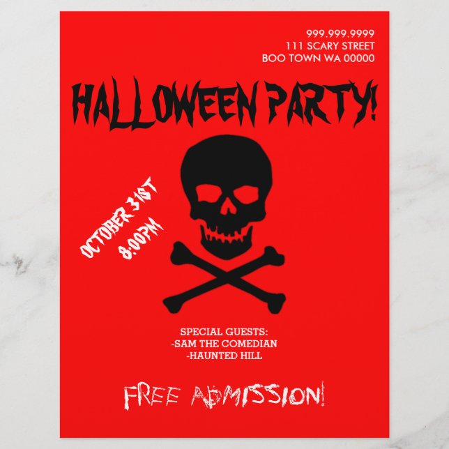 Halloween Boo Skull Party Ankündigung Flyer (Vorne)