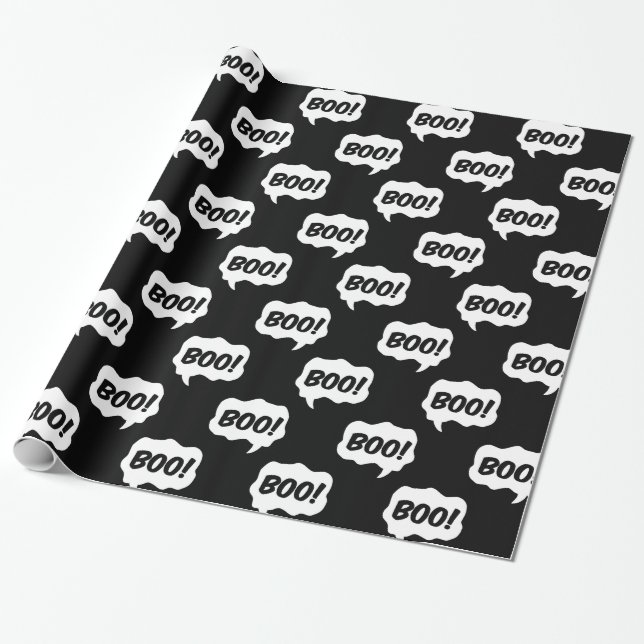 Halloween Boo Speech Bubble Pattern Wrapping Paper Geschenkpapier (Ungerollt)