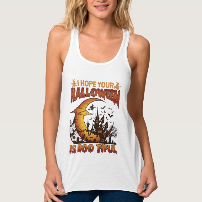 Halloween Boo Tiful Spukhaus Halbmond Ba Tank Top (Vorderseite)