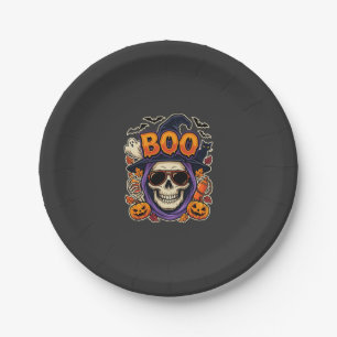 Halloween Boo Totenkopf Sonnenbrille Vektor Pappteller