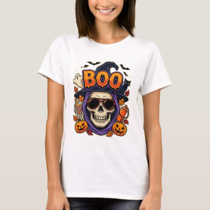 Halloween Boo Totenkopf Sonnenbrille Vektor T-Shirt