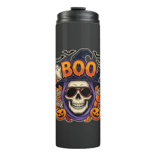 Halloween Boo Totenkopf Sonnenbrille Vektor Thermosbecher