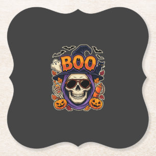Halloween Boo Totenkopf Sonnenbrille Vektor Untersetzer