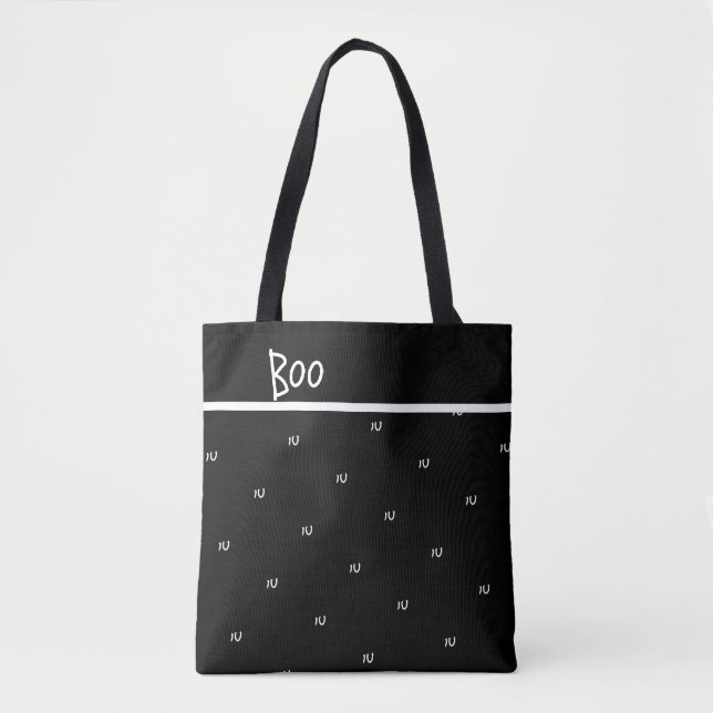 Halloween boo typography black and white tasche (Vorderseite)