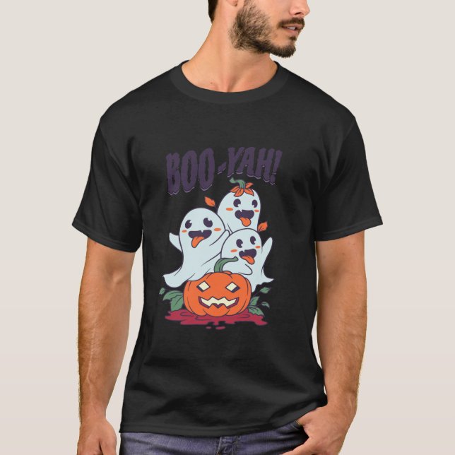 Halloween Boo Yah Funny Ghost Kürbislaterne Pumpk T-Shirt (Vorderseite)
