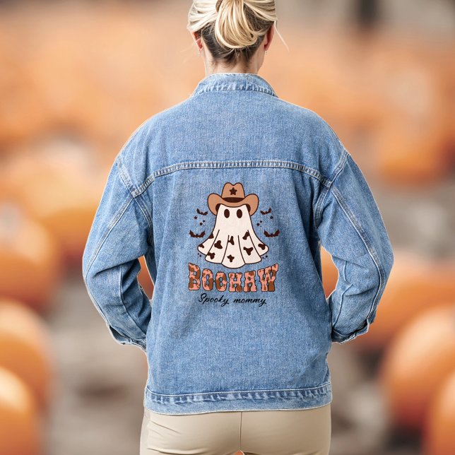 Halloween Boohaw Retro Western Ghost Éffrayant (Halloween Boohaw Retro Western Ghost Spooky Denim Jacket)
