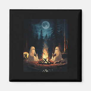 Halloween Book Reading Ghost Forest Camping Vintag Magnet