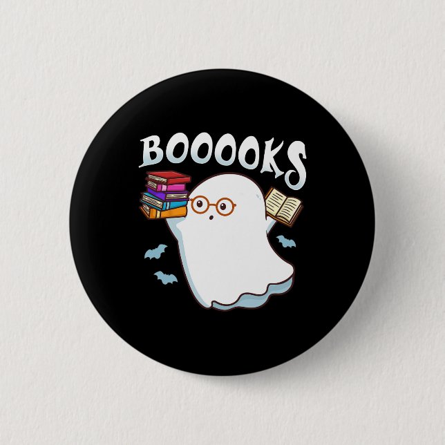 Halloween Books Librarian English Teacher Reader R Button (Vorderseite)