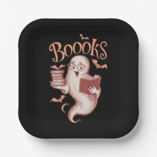 Halloween Books Librarian Teacher Reader lesen Pappteller