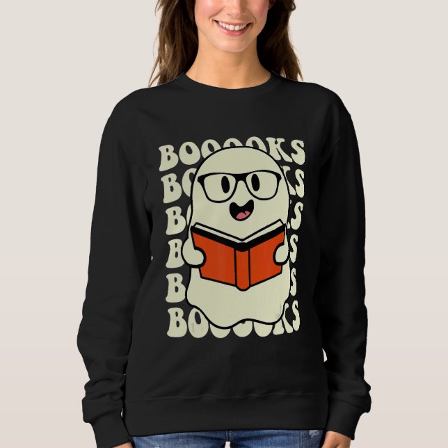 Halloween Booooks Cute Ghost Boo Reading Books Adu Sweatshirt (Vorderseite)