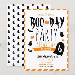 Halloween-Bootday-Geister und -Fledermäuse Einladung