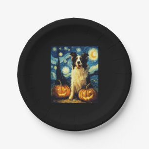 Halloween Border Collie Fall Pumpkin Pappteller