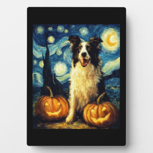 Halloween Border Collie Herbst Kürbis Fotoplatte