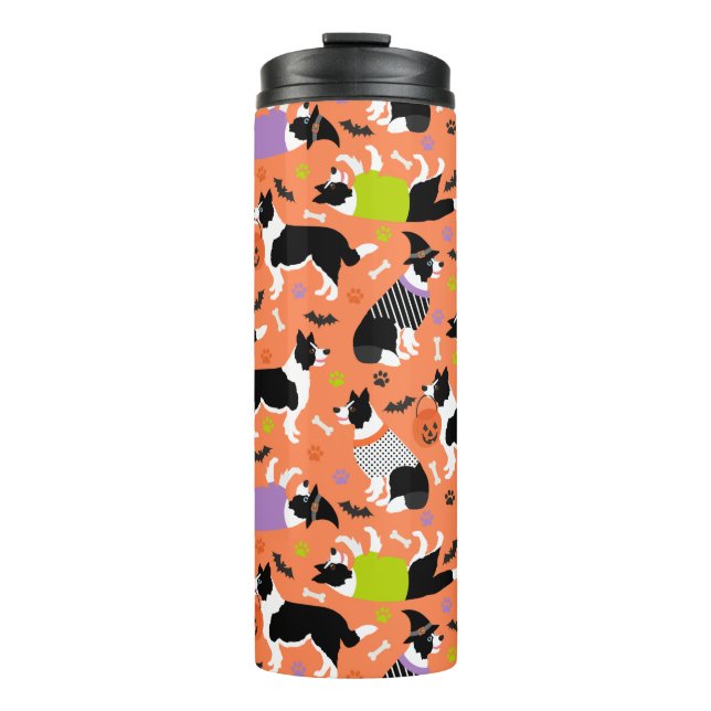 Halloween Border Collie Thermosbecher (Vorderseite)