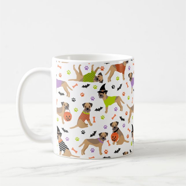 Halloween Bordure Terrier Café Mug (Gauche)