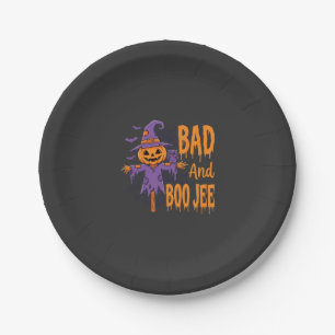 Halloween Böse und Boo Jee Vogelscheuche Grafik Pappteller
