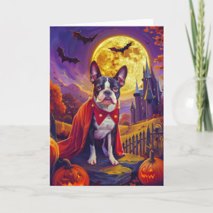 Halloween Boston Terrier Hund Kürbisse Gruselig  Karte