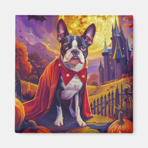 Halloween Boston Terrier Hund Kürbisse Gruselig  Magnet