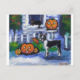 Halloween Boston Terrier Unruhe Postkarte