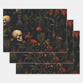 Halloween Botanisches Muster Geschenkpapier Set